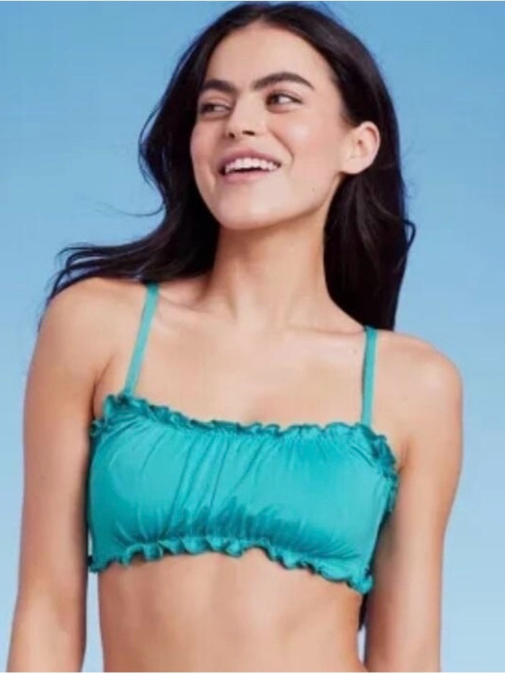 Teal Ruffle-Trim swimsuit top